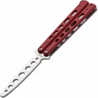 Тренировочный нож-бабочка (балисонг) Balisong Trainer, Boker Plus 01BO712, клинок из нержавеющей стали Zero-ground Plain (без заточки), рукоять стеклотекстолит G10, красный купить в Ростове-на-Дону